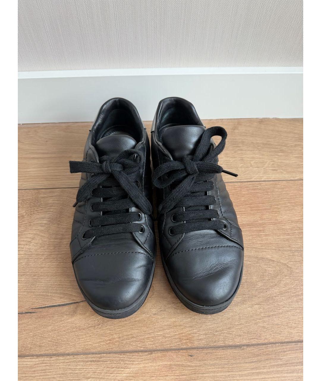 PRADA Черные кожаные кеды, фото 2