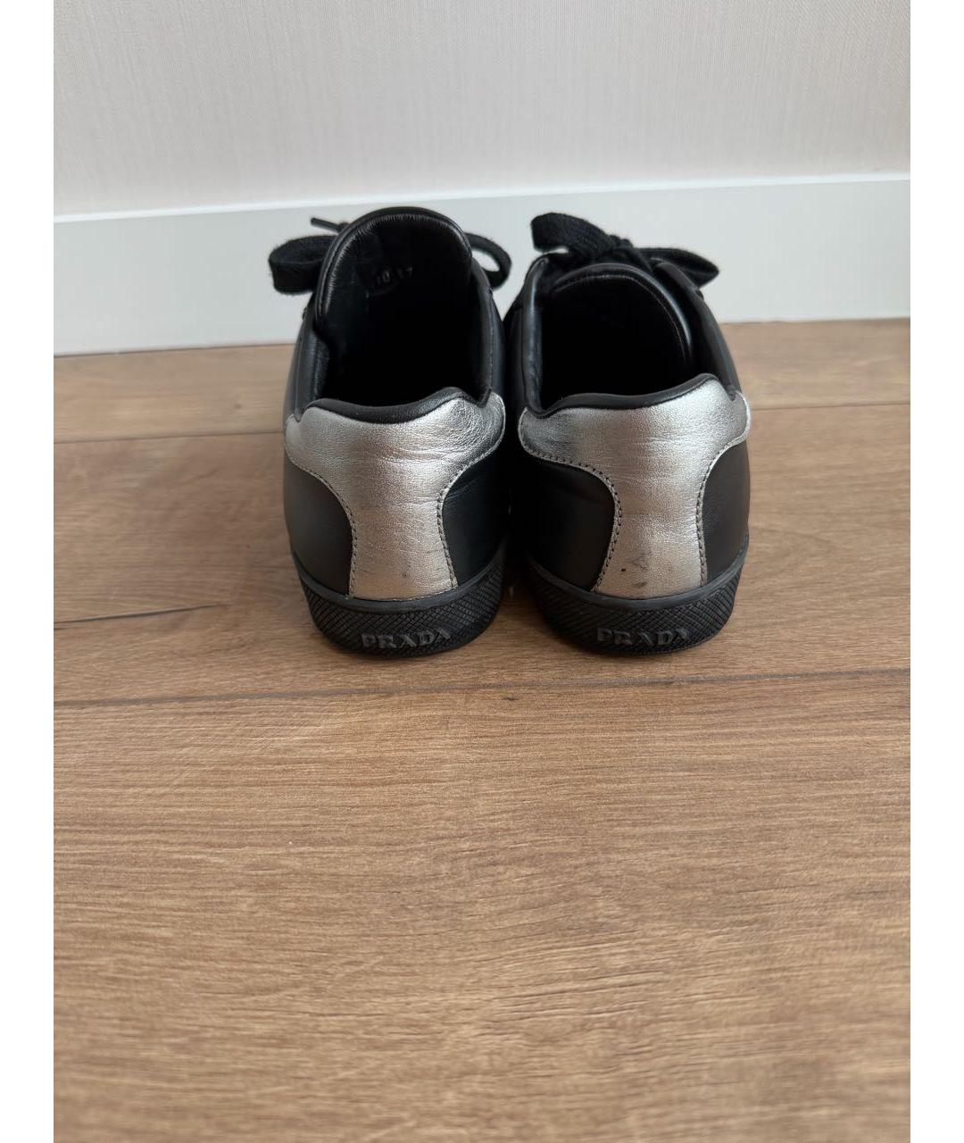 PRADA Черные кожаные кеды, фото 4