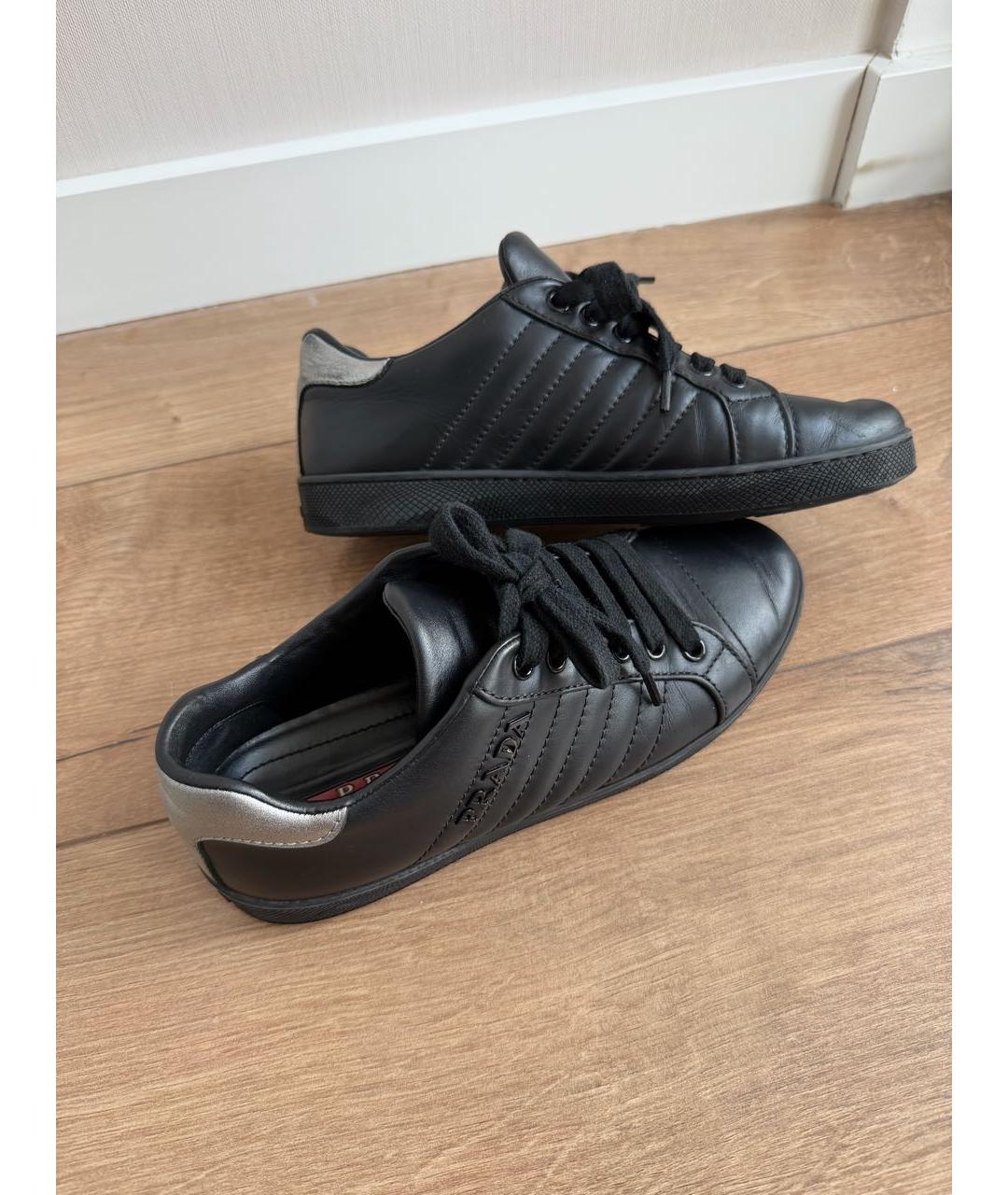 PRADA Черные кожаные кеды, фото 5