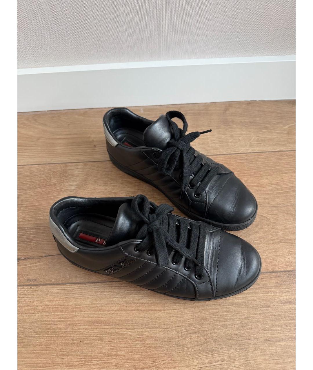 PRADA Черные кожаные кеды, фото 6