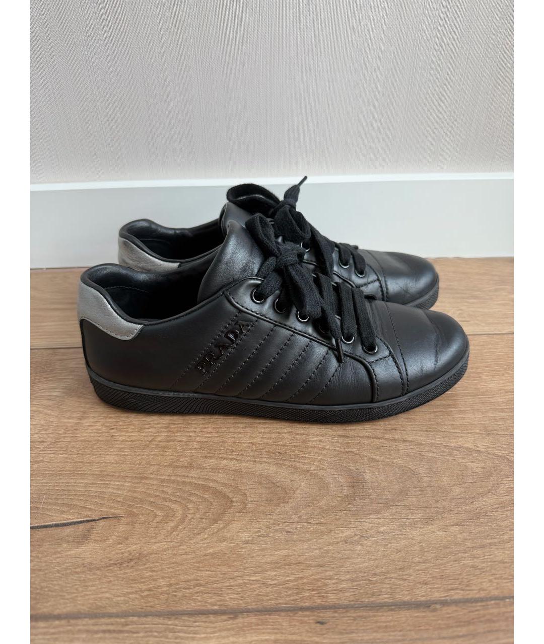 PRADA Черные кожаные кеды, фото 8