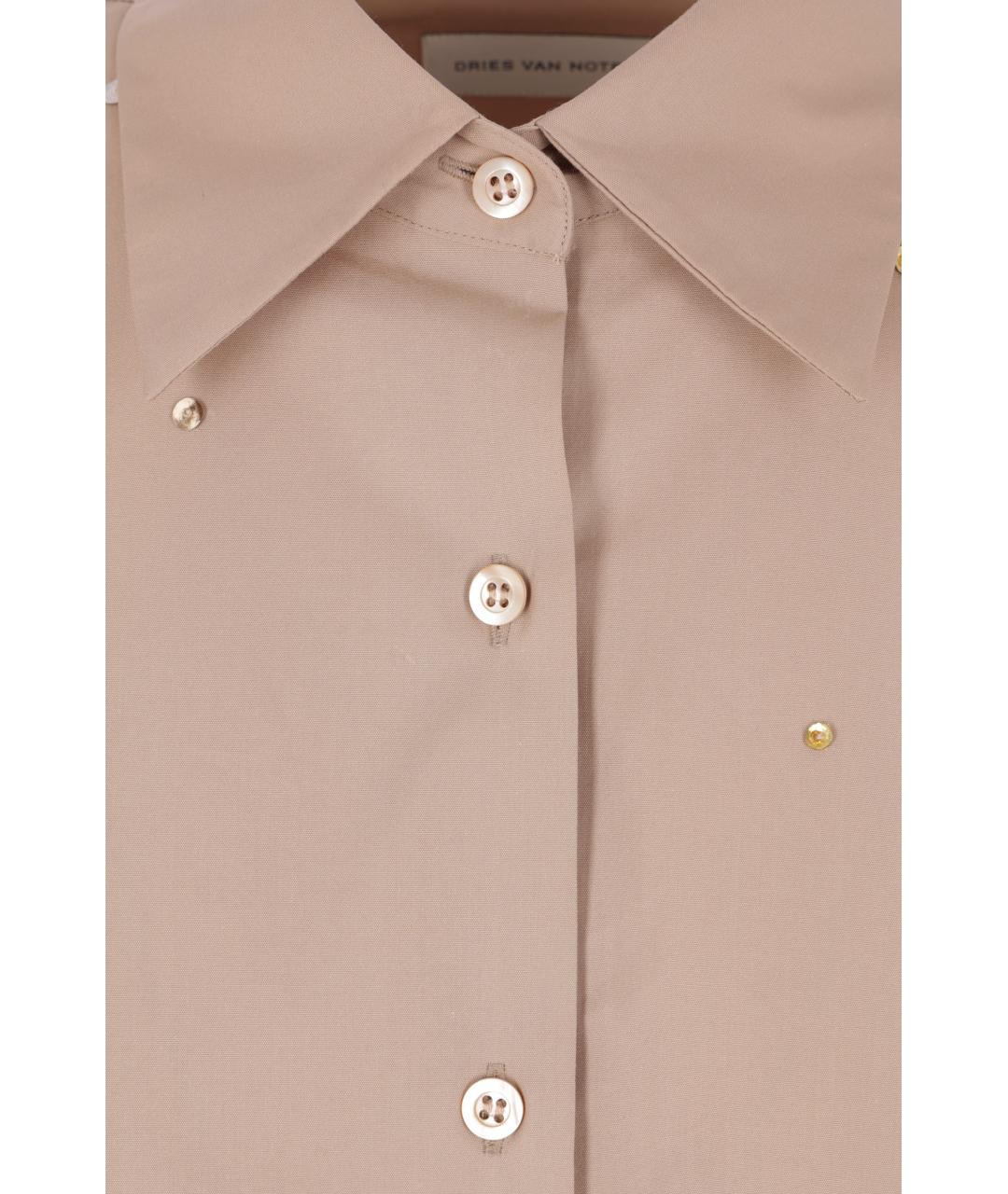 DRIES VAN NOTEN Бежевая хлопковая рубашка, фото 3