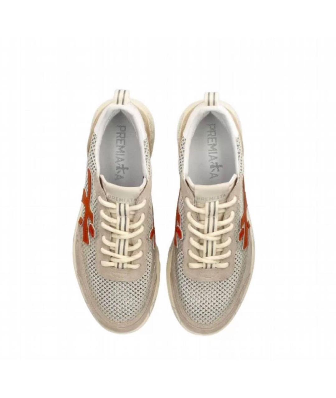 PREMIATA Бежевые кожаные низкие кроссовки / кеды, фото 2