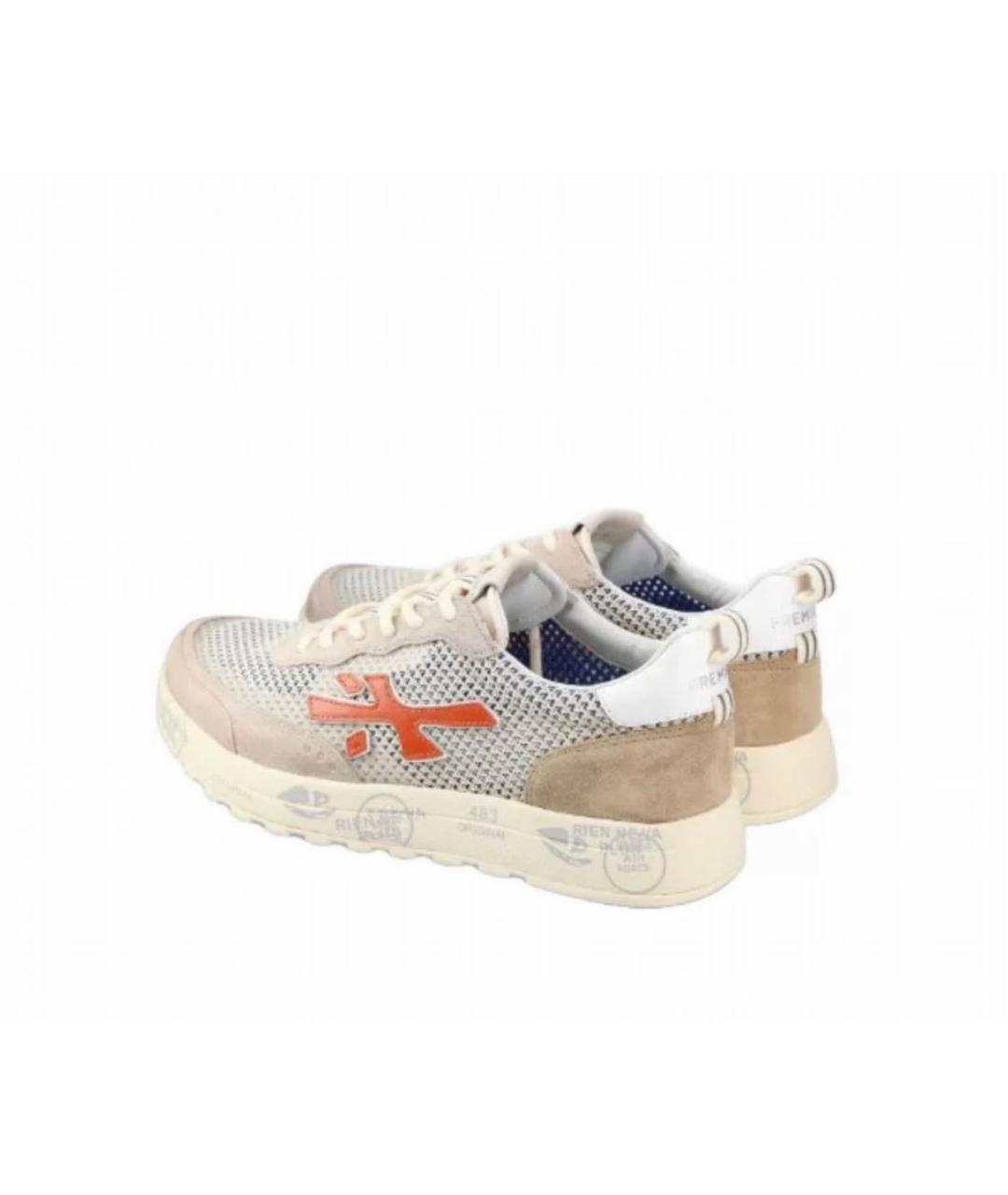 PREMIATA Бежевые кожаные низкие кроссовки / кеды, фото 3