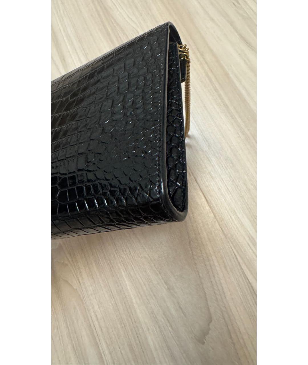 SAINT LAURENT Черная сумка через плечо из лакированной кожи, фото 6