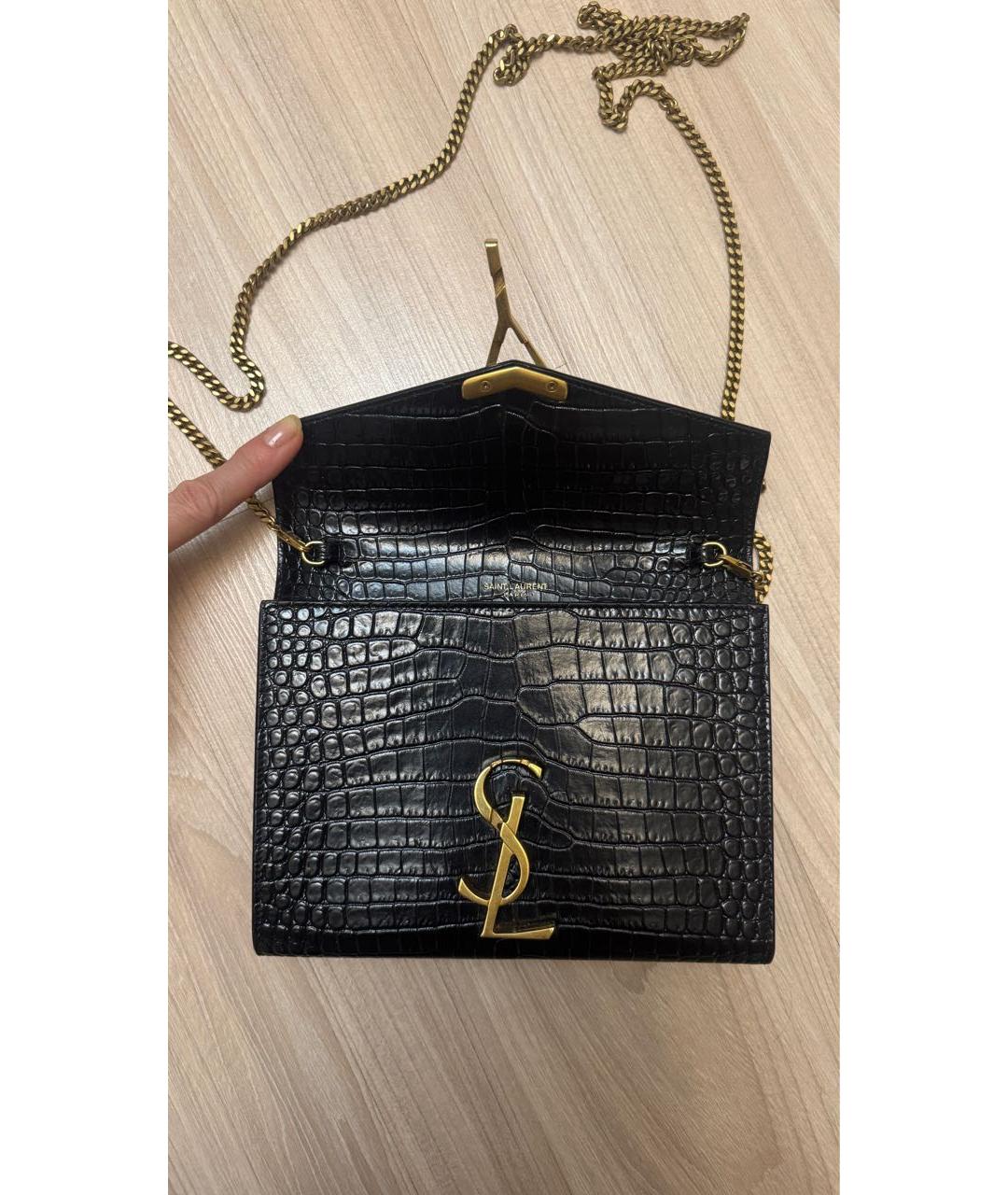 SAINT LAURENT Черная сумка через плечо из лакированной кожи, фото 8