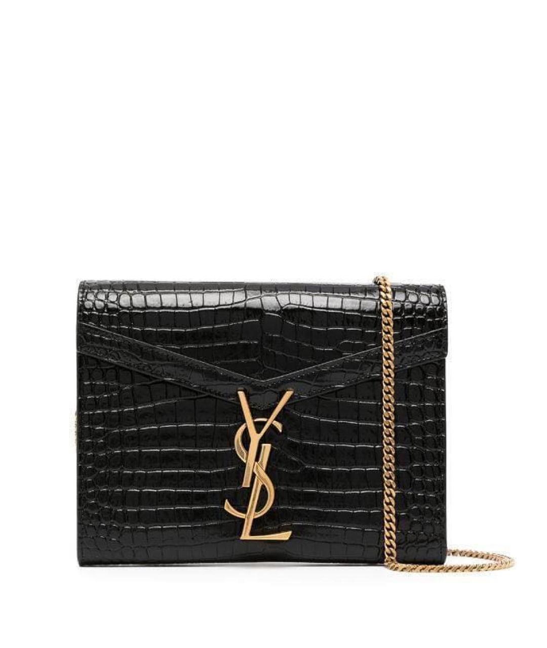 SAINT LAURENT Черная сумка через плечо из лакированной кожи, фото 9