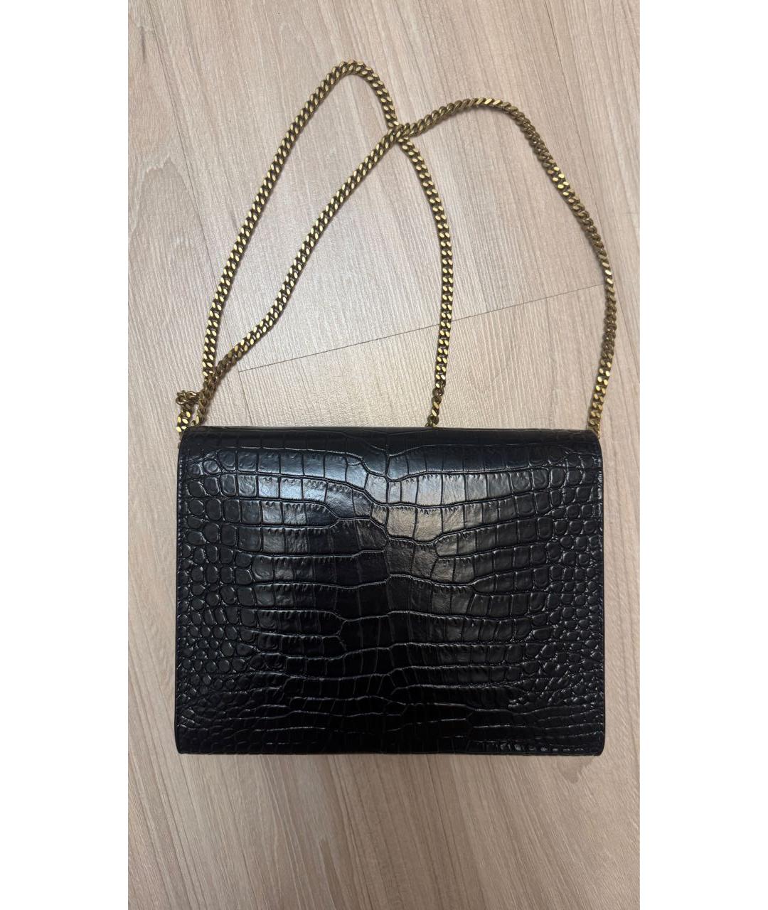 SAINT LAURENT Черная сумка через плечо из лакированной кожи, фото 3