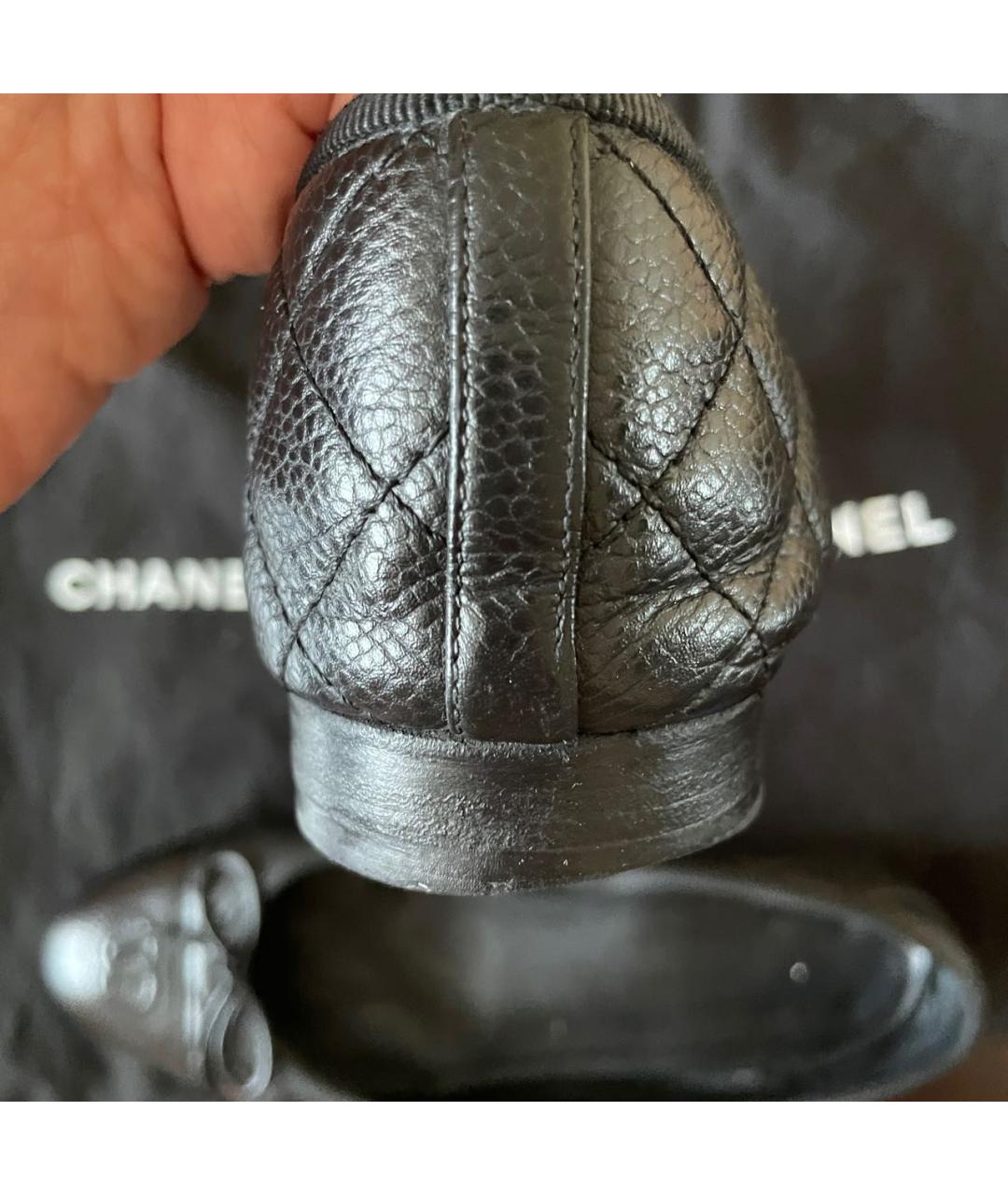 CHANEL Черные кожаные балетки, фото 5