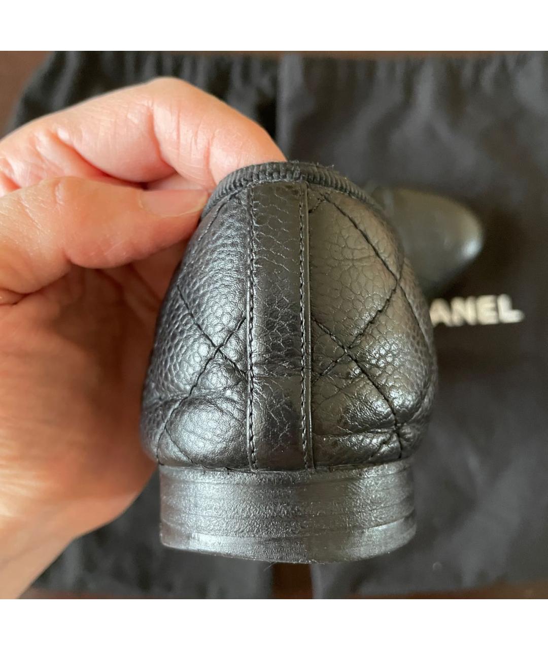 CHANEL Черные кожаные балетки, фото 4