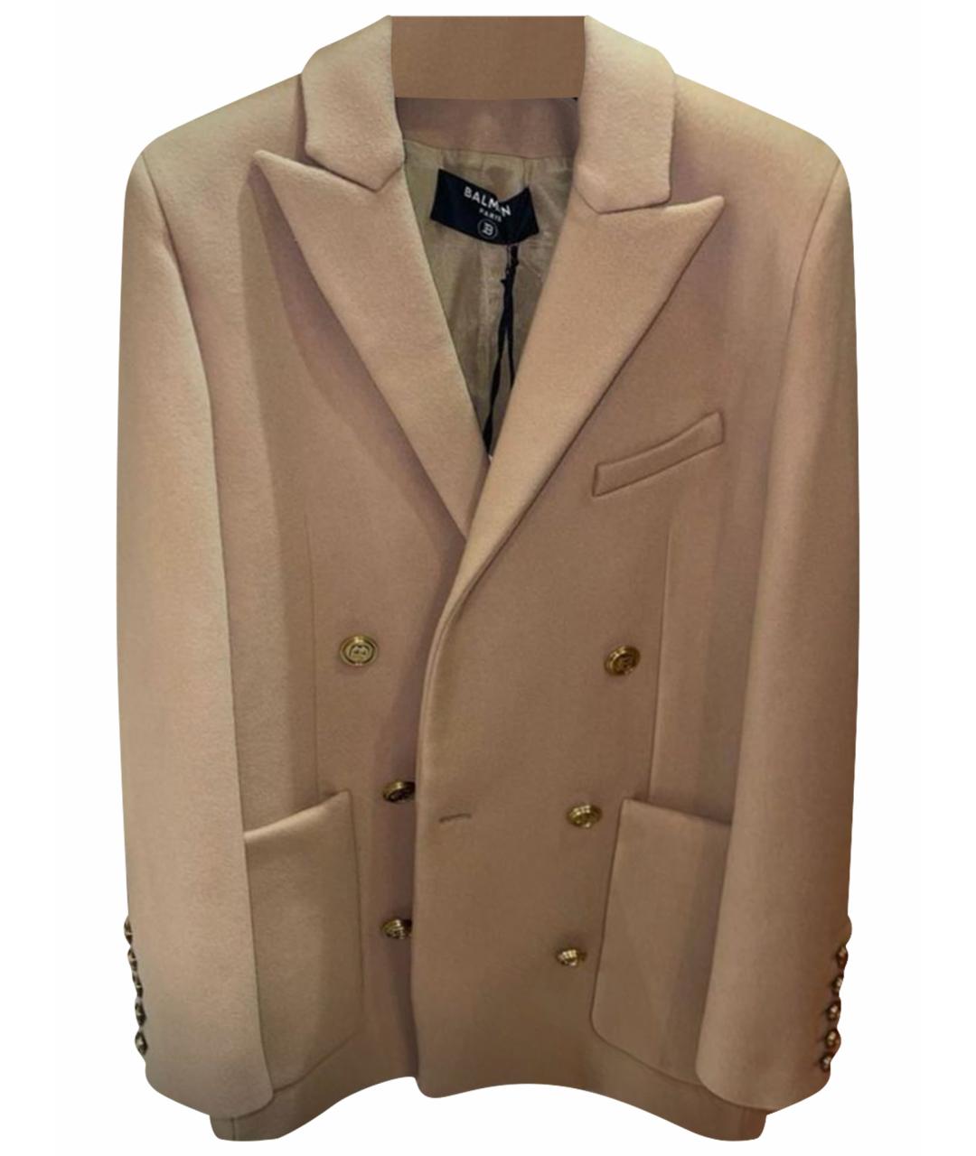 BALMAIN Бежевое кашемировое пальто, фото 1