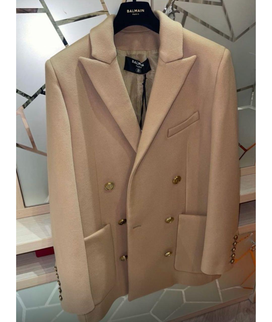 BALMAIN Бежевое кашемировое пальто, фото 3