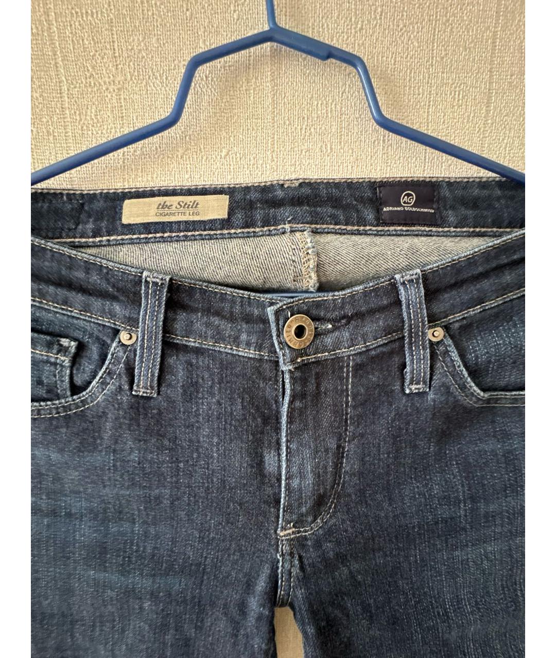 AG JEANS Темно-синие хлопко-эластановые джинсы слим, фото 3