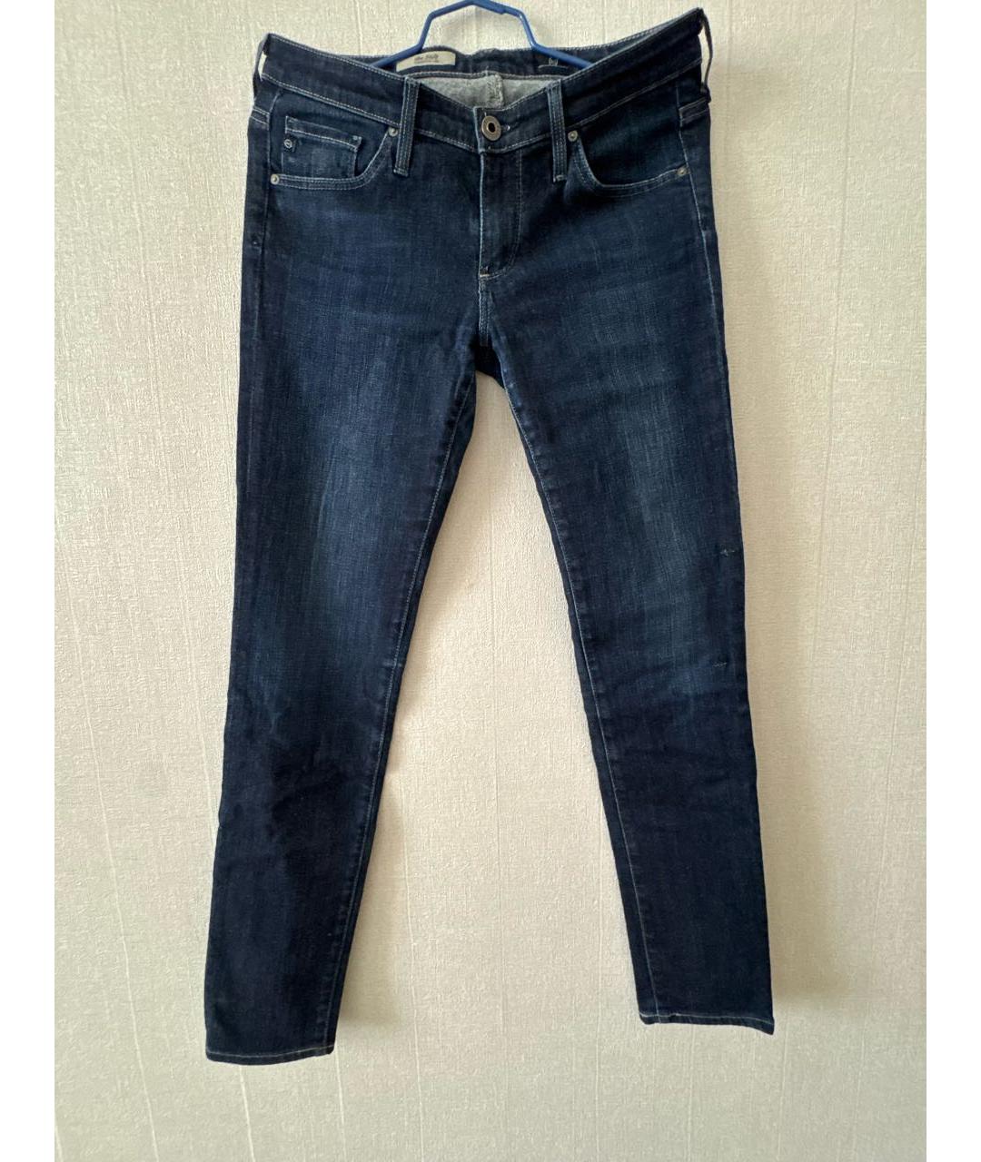 AG JEANS Темно-синие хлопко-эластановые джинсы слим, фото 5