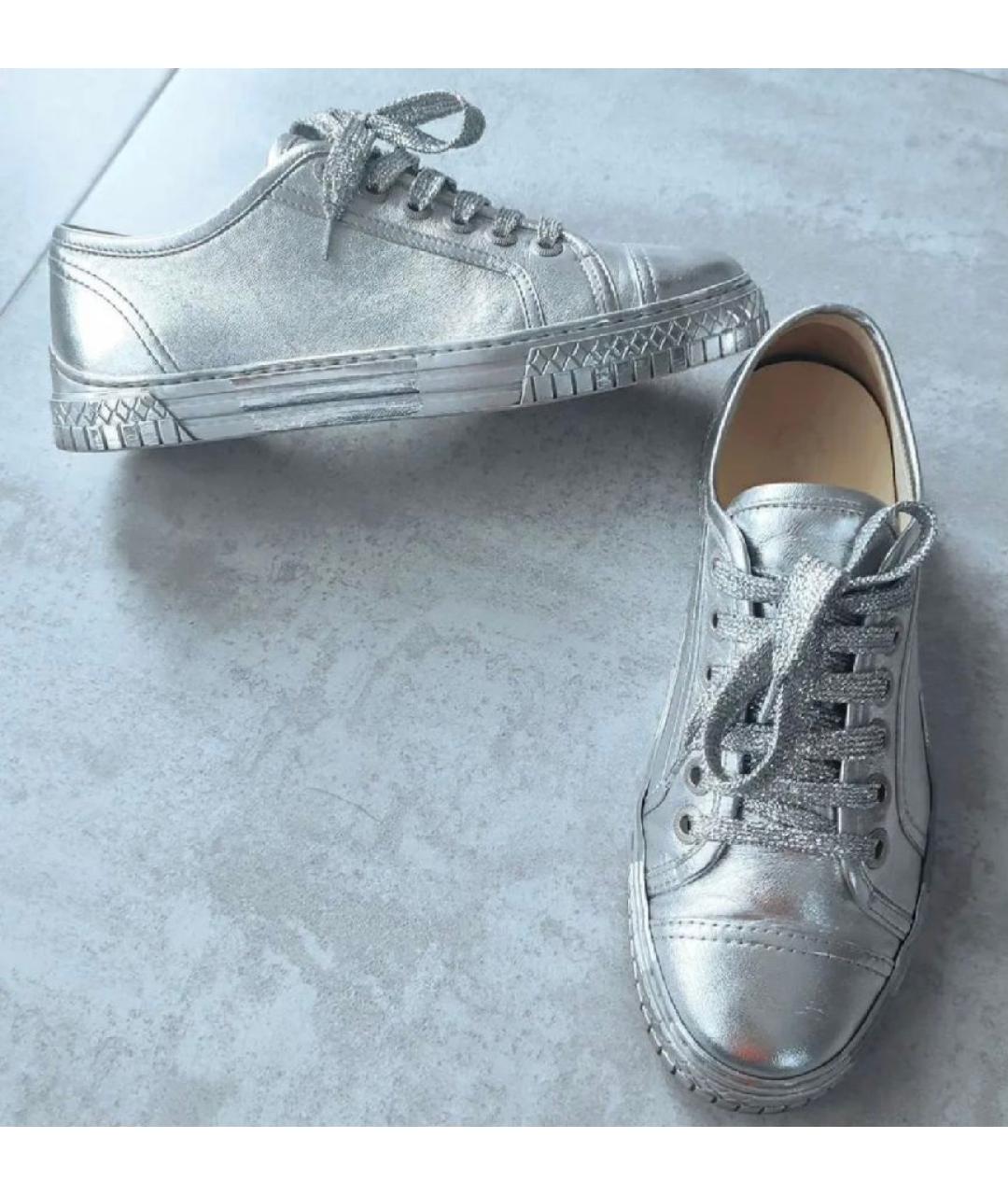 CHANEL Серебряные кожаные кеды, фото 9