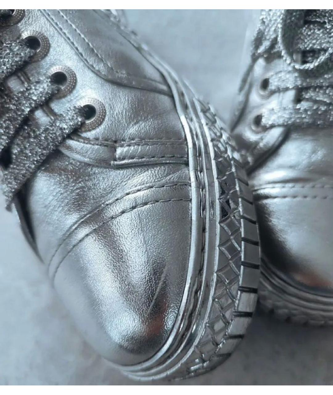 CHANEL Серебряные кожаные кеды, фото 6