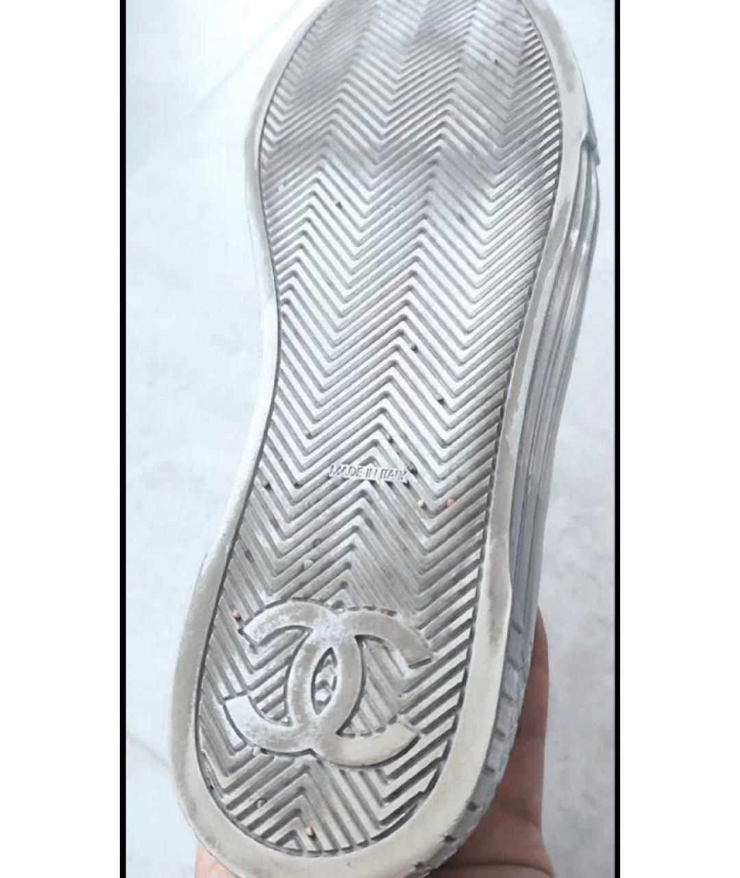 CHANEL Серебряные кожаные кеды, фото 8