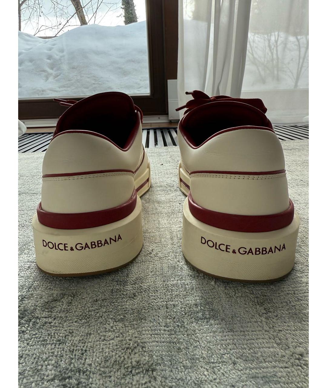 DOLCE&GABBANA Бежевые кожаные низкие кроссовки / кеды, фото 4