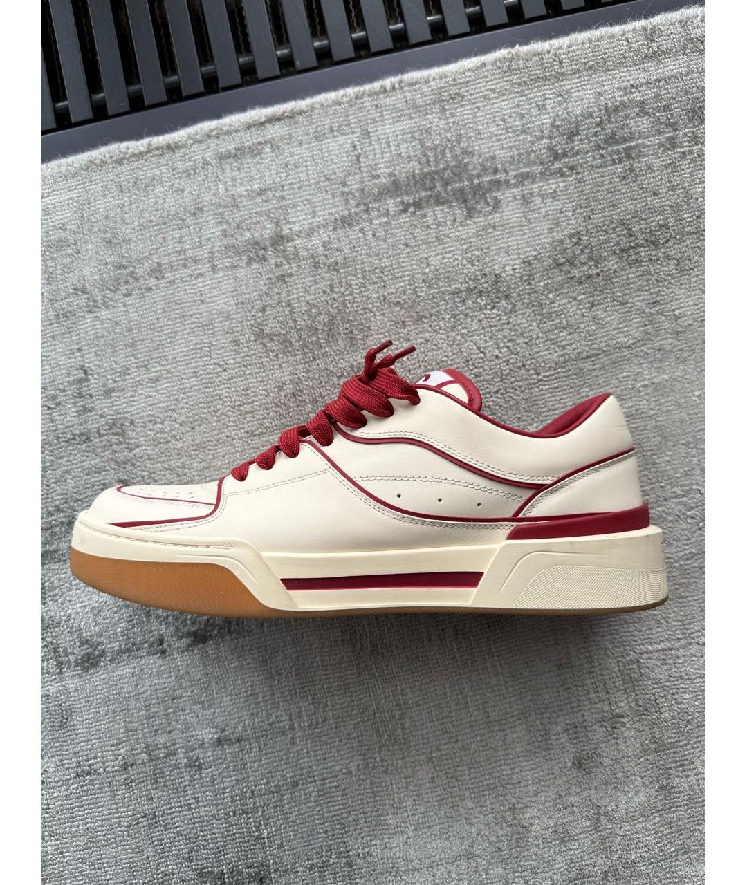 DOLCE&GABBANA Бежевые кожаные низкие кроссовки / кеды, фото 6