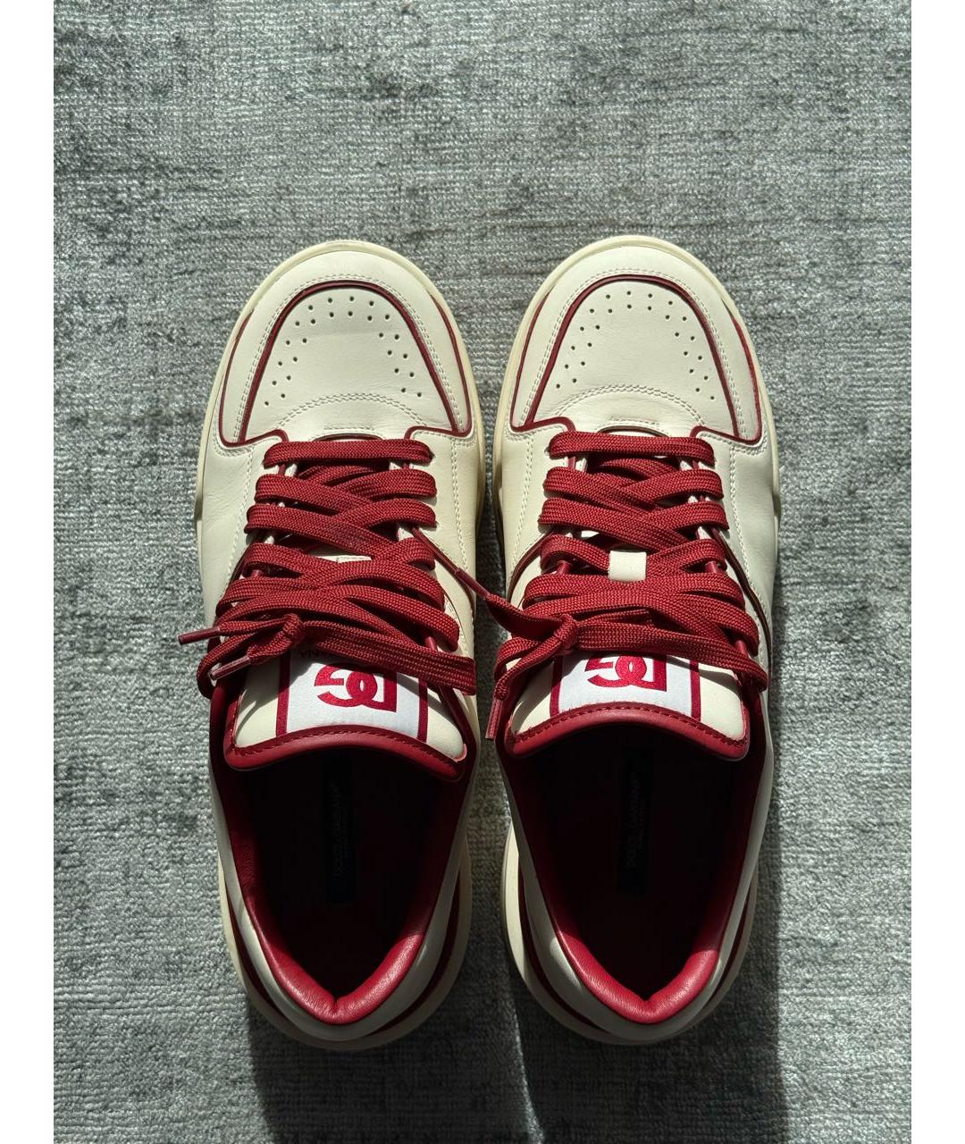 DOLCE&GABBANA Бежевые кожаные низкие кроссовки / кеды, фото 3