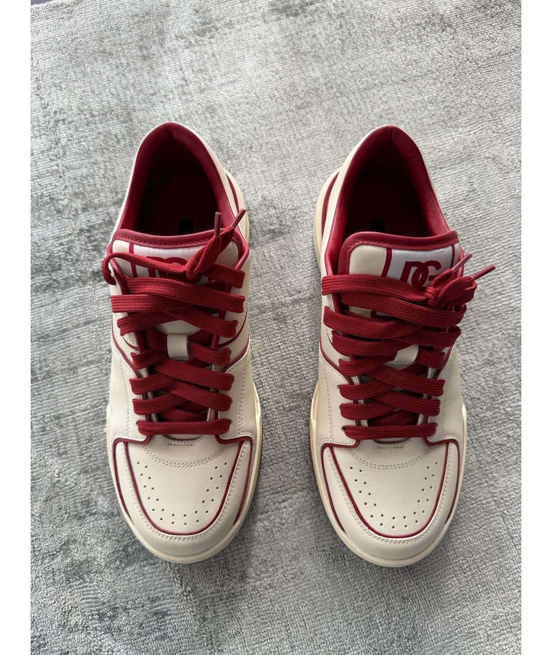 DOLCE&GABBANA Бежевые кожаные низкие кроссовки / кеды, фото 2