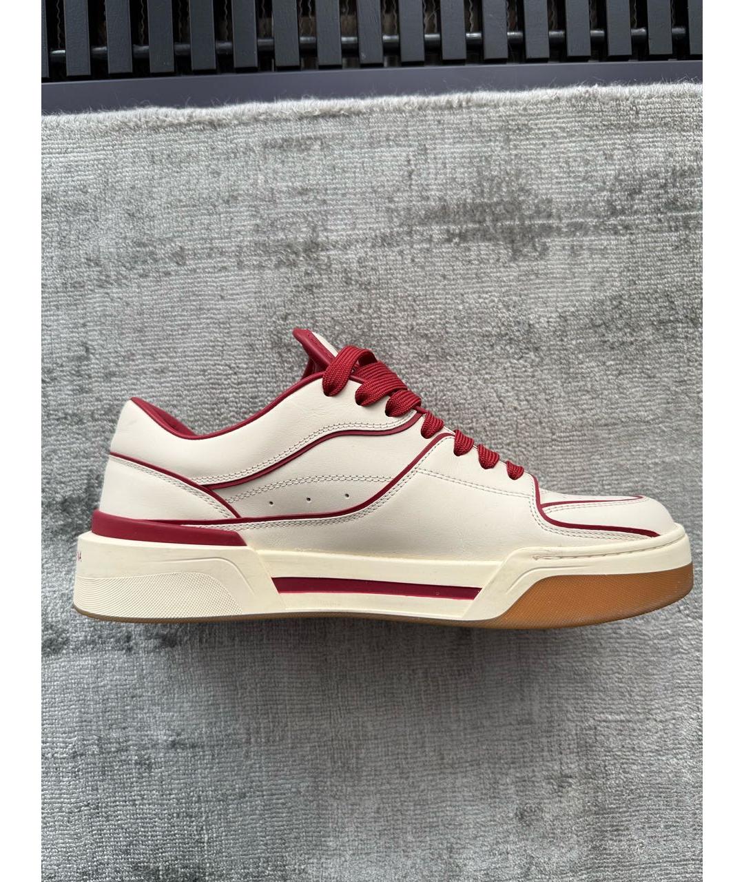 DOLCE&GABBANA Бежевые кожаные низкие кроссовки / кеды, фото 7