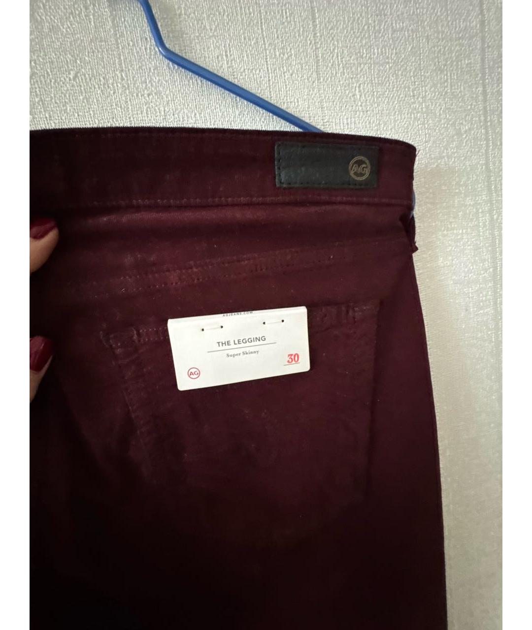 AG JEANS Бордовые хлопко-эластановые джинсы слим, фото 4