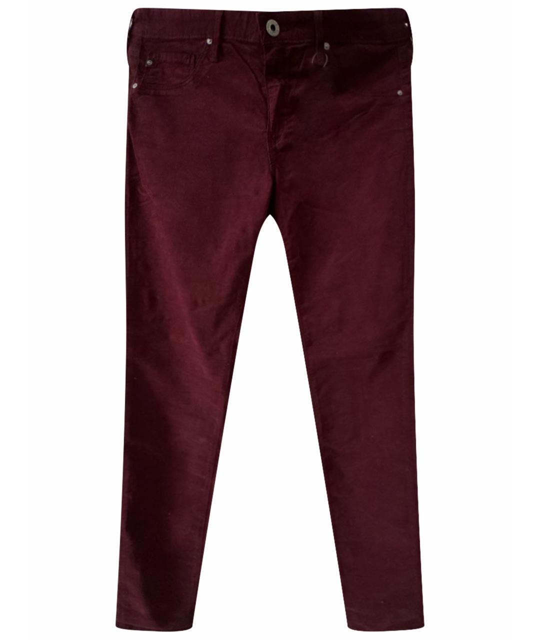AG JEANS Бордовые хлопко-эластановые джинсы слим, фото 1