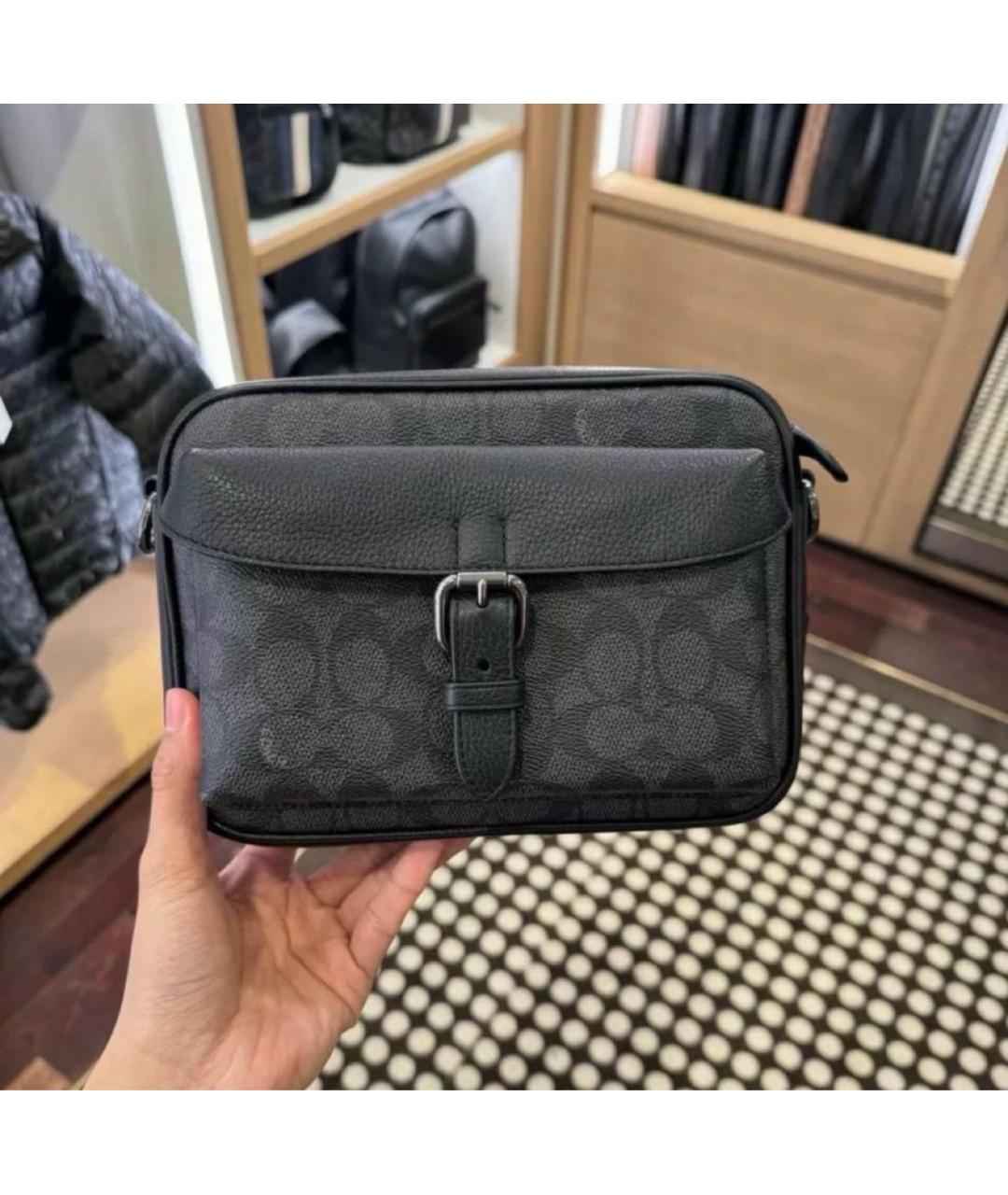 COACH Черная кожаная сумка на плечо, фото 2