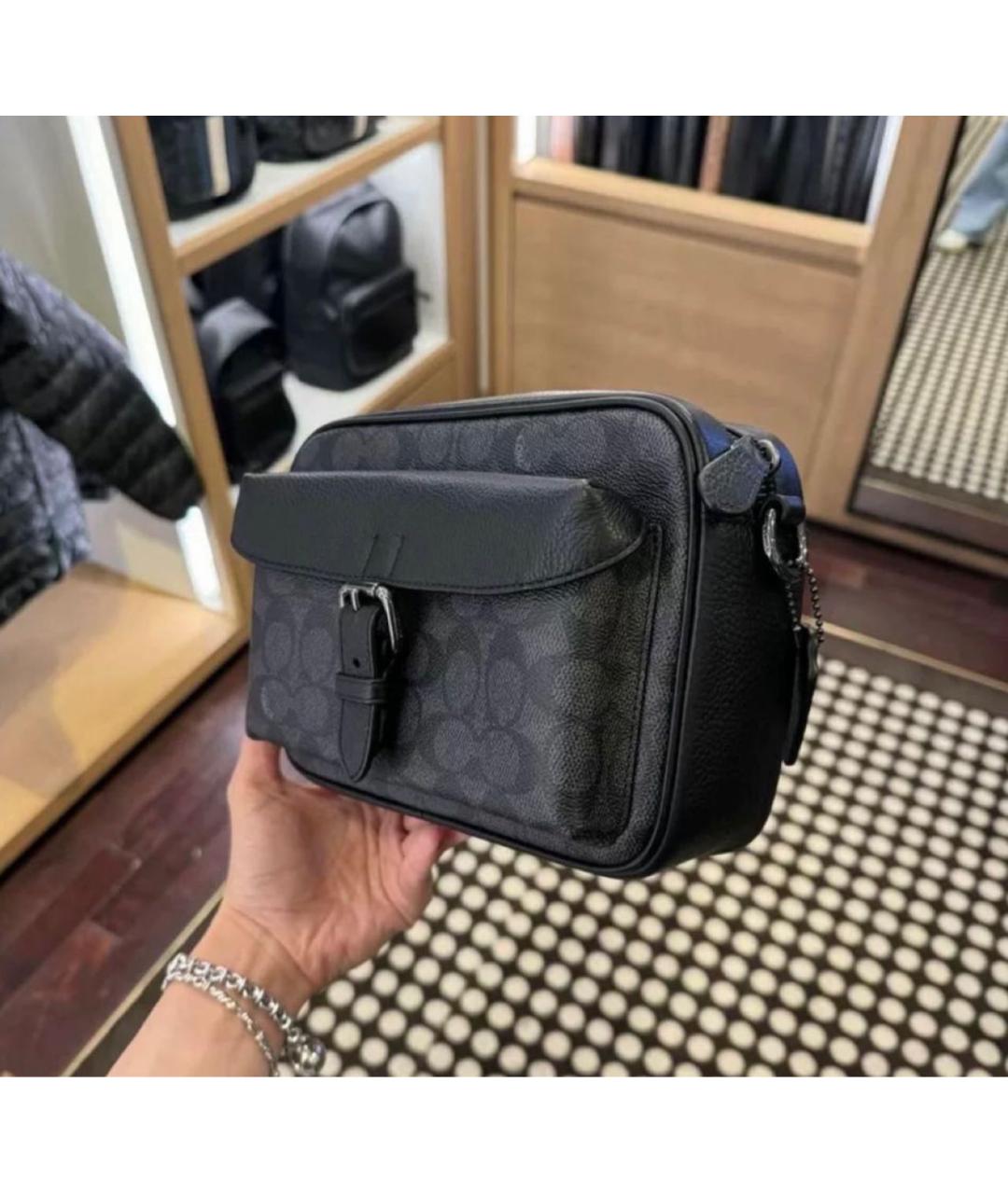 COACH Черная кожаная сумка на плечо, фото 3