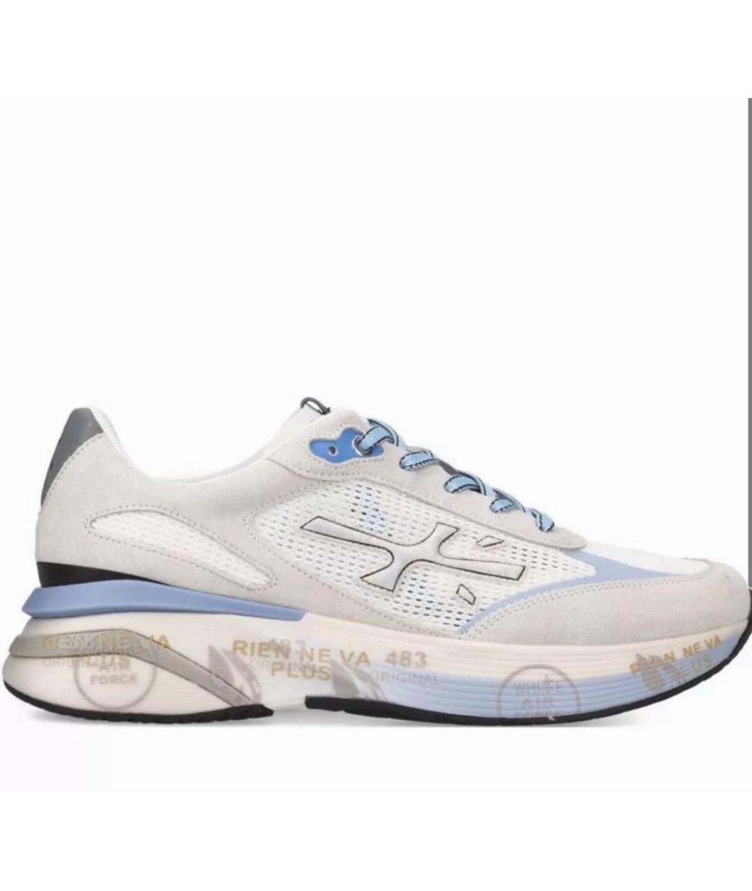 PREMIATA Голубые кожаные низкие кроссовки / кеды, фото 5