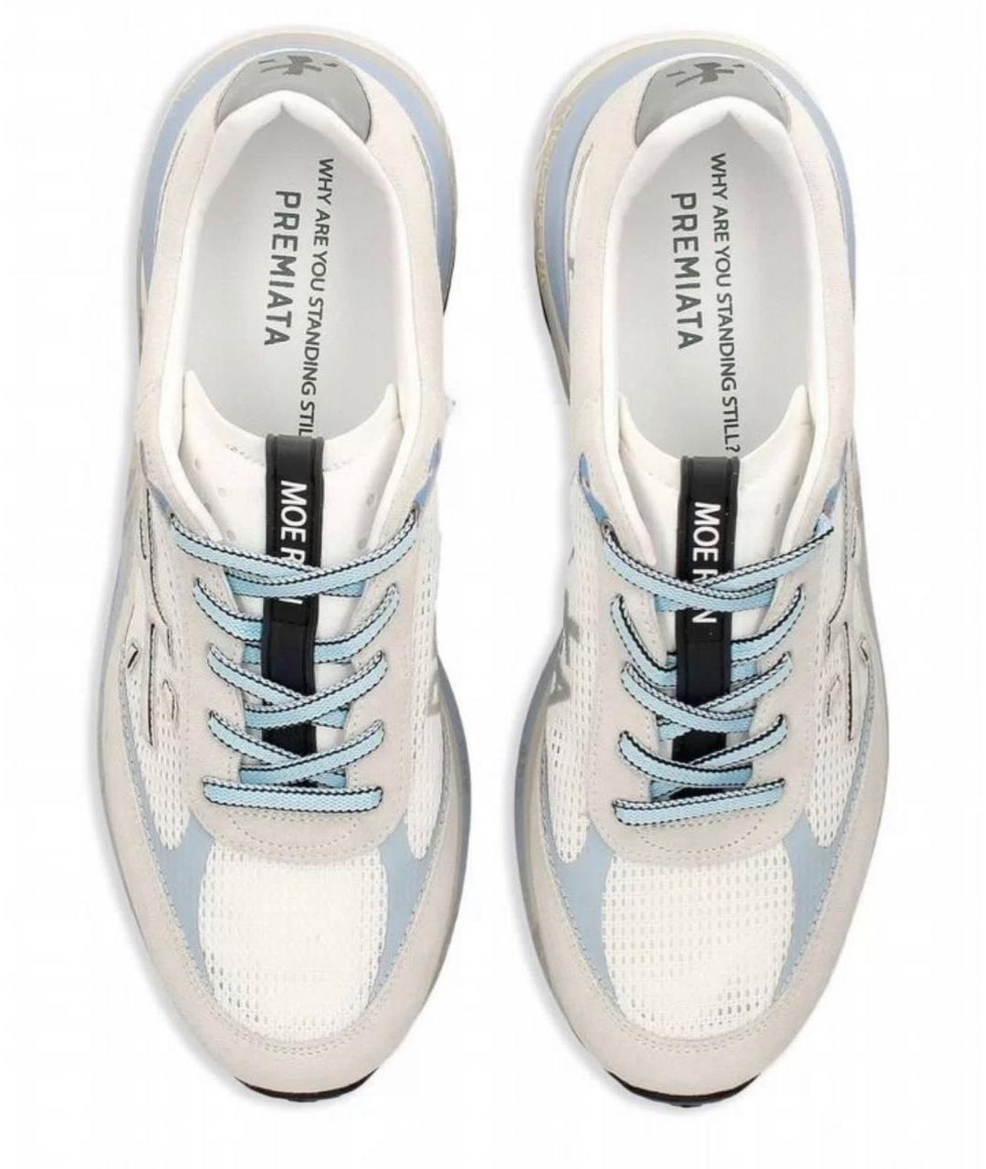 PREMIATA Голубые кожаные низкие кроссовки / кеды, фото 2