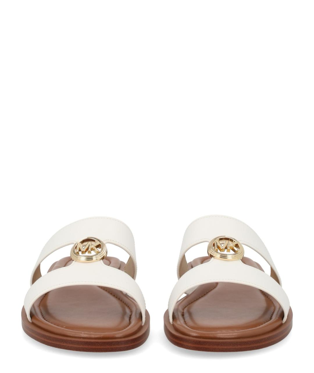 MICHAEL KORS Белые кожаные шлепанцы, фото 3