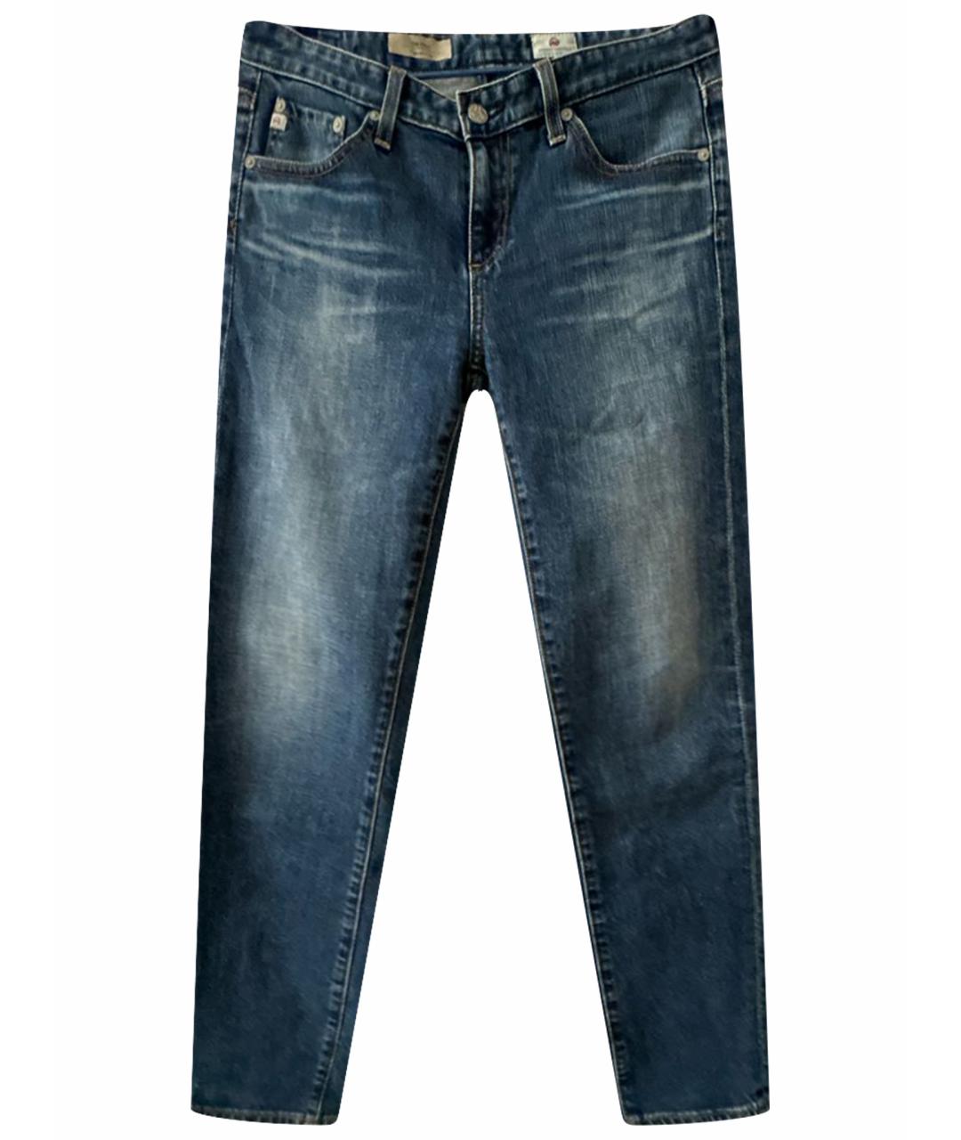 AG JEANS Синие хлопковые джинсы слим, фото 1