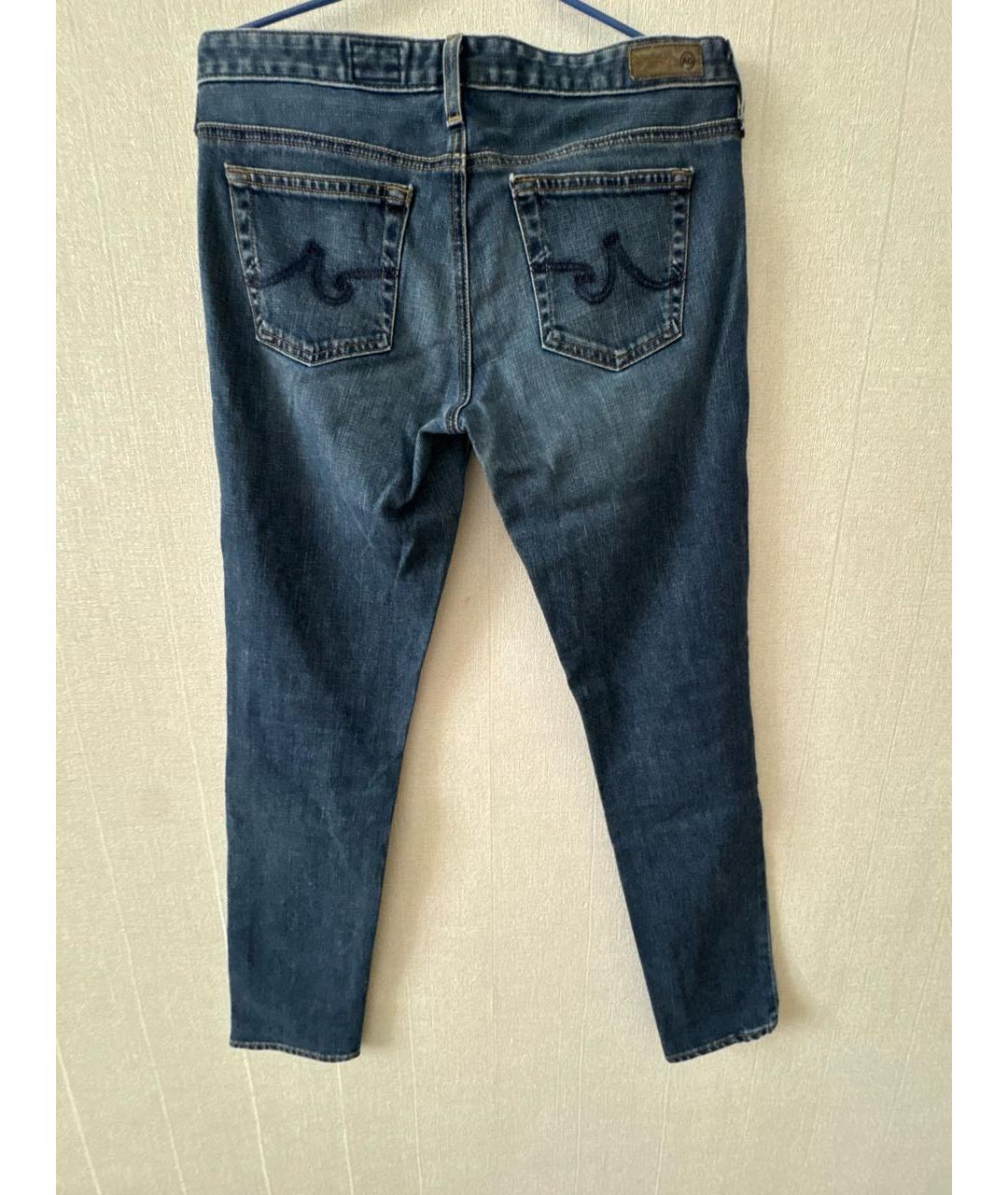 AG JEANS Синие хлопковые джинсы слим, фото 2
