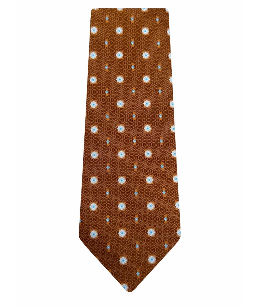 BRIONI Коричневый шелковый галстук, фото 1