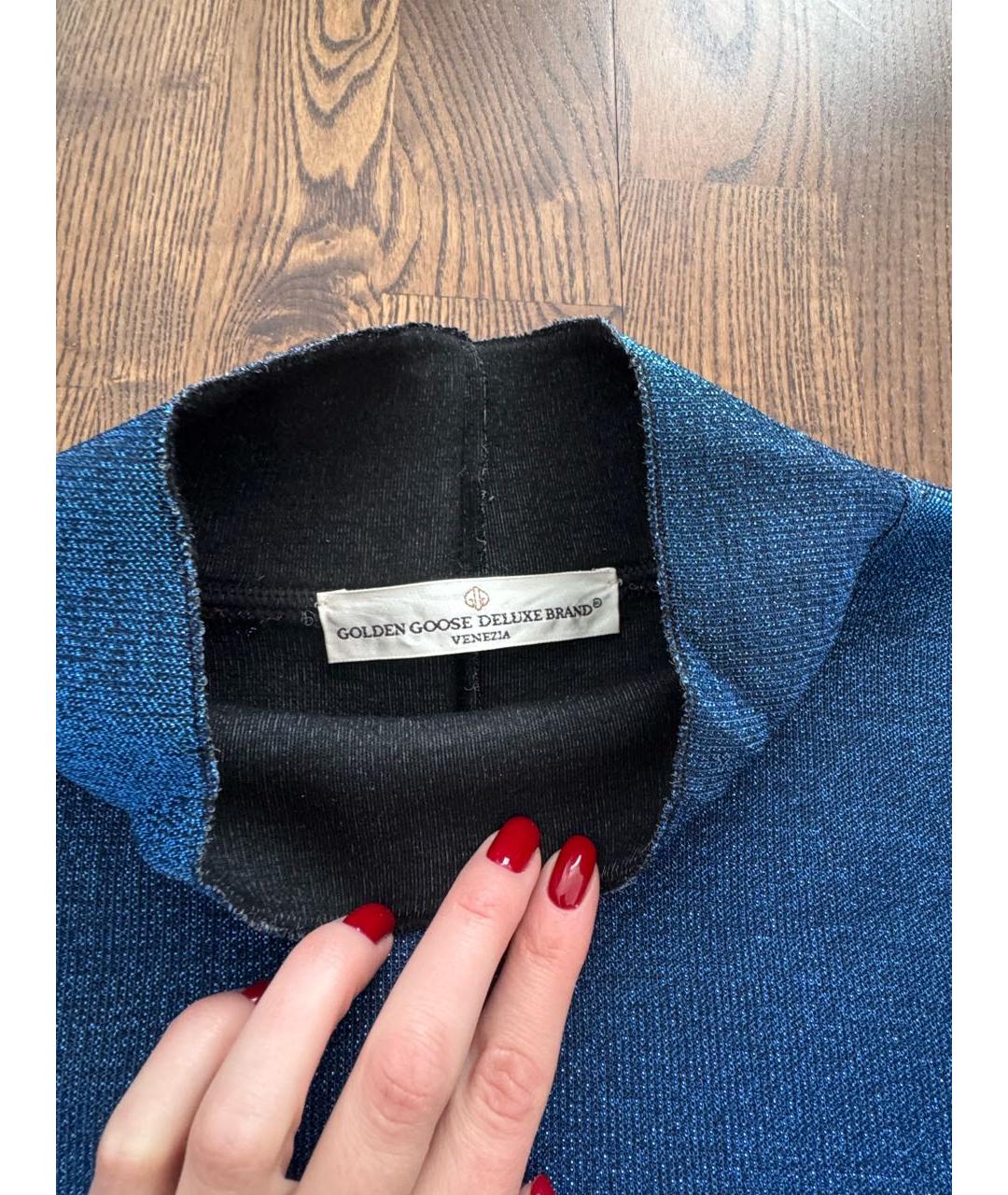 GOLDEN GOOSE DELUXE BRAND Синяя полиуретановая водолазка, фото 4