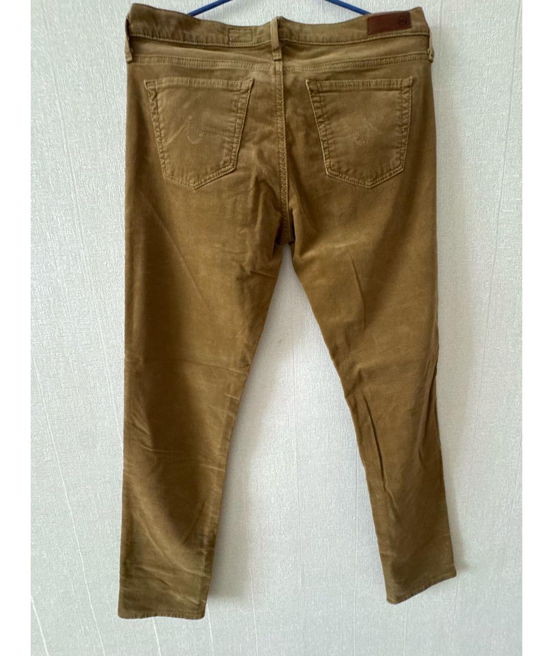AG JEANS Горчичные хлопко-полиэстеровые джинсы слим, фото 2