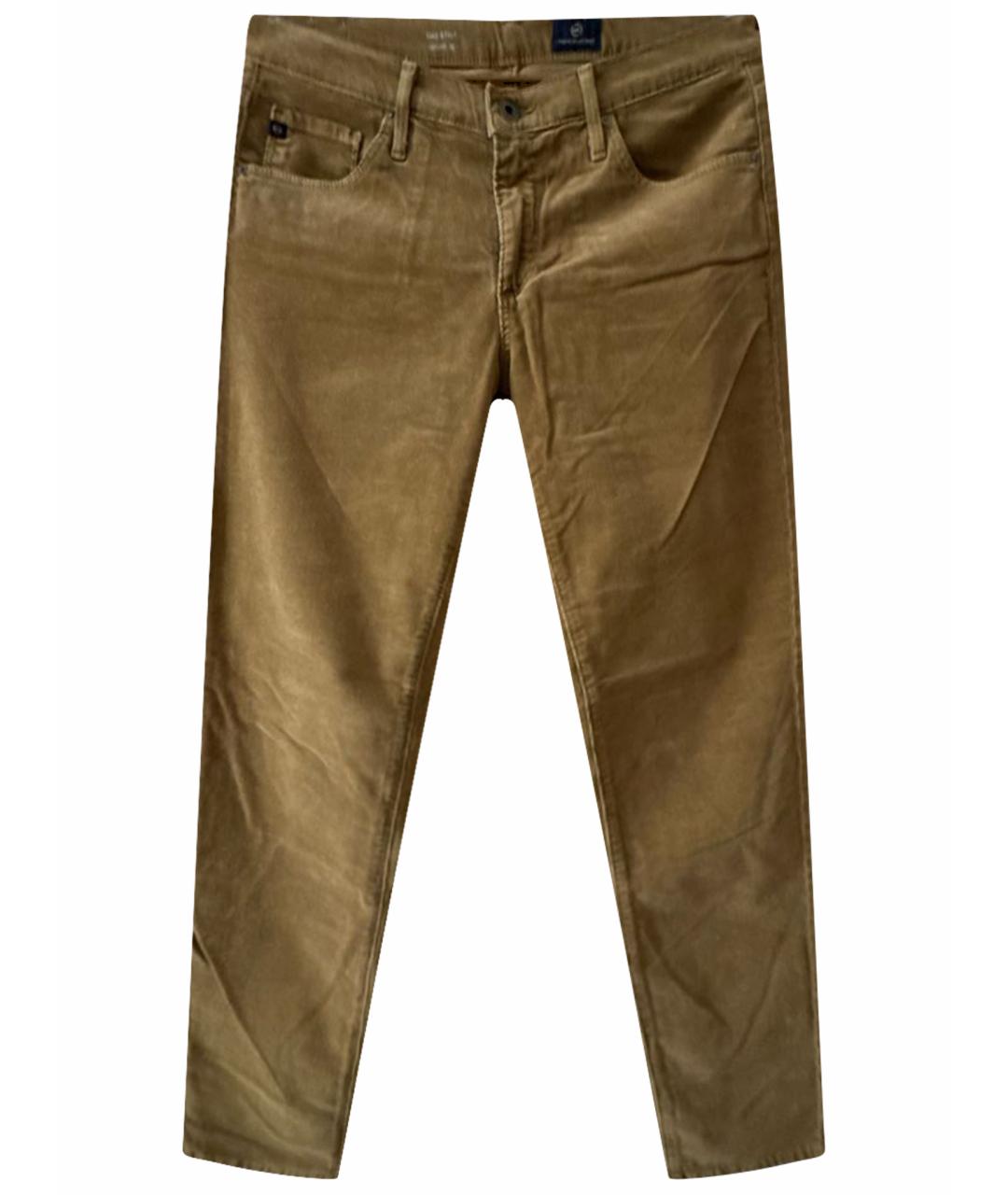 AG JEANS Горчичные хлопко-полиэстеровые джинсы слим, фото 1