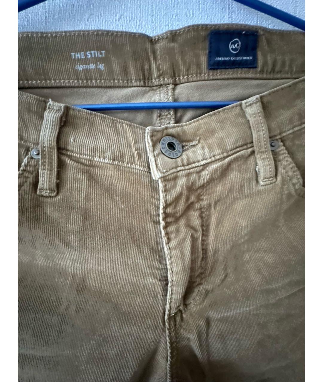 AG JEANS Горчичные хлопко-полиэстеровые джинсы слим, фото 3