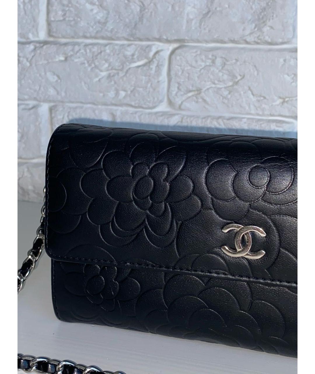 CHANEL Черный кожаный кошелек, фото 3