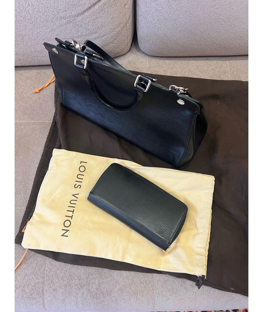 LOUIS VUITTON Черная кожаная сумка с короткими ручками, фото 2