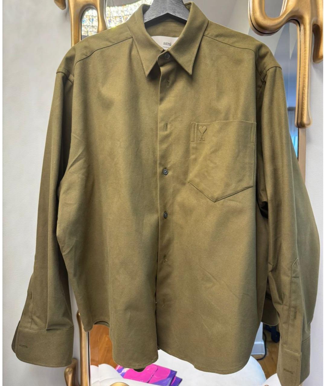 Ami Paris Хаки хлопковая рубашка, фото 9