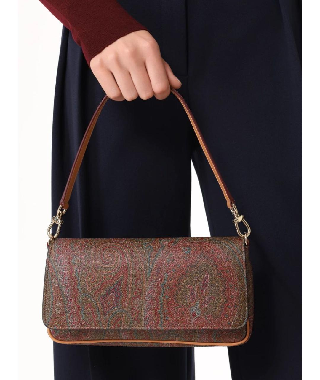 ETRO Коричневая кожаная сумка с короткими ручками, фото 4