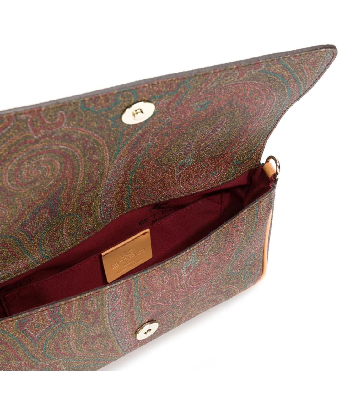 ETRO Коричневая кожаная сумка с короткими ручками, фото 3