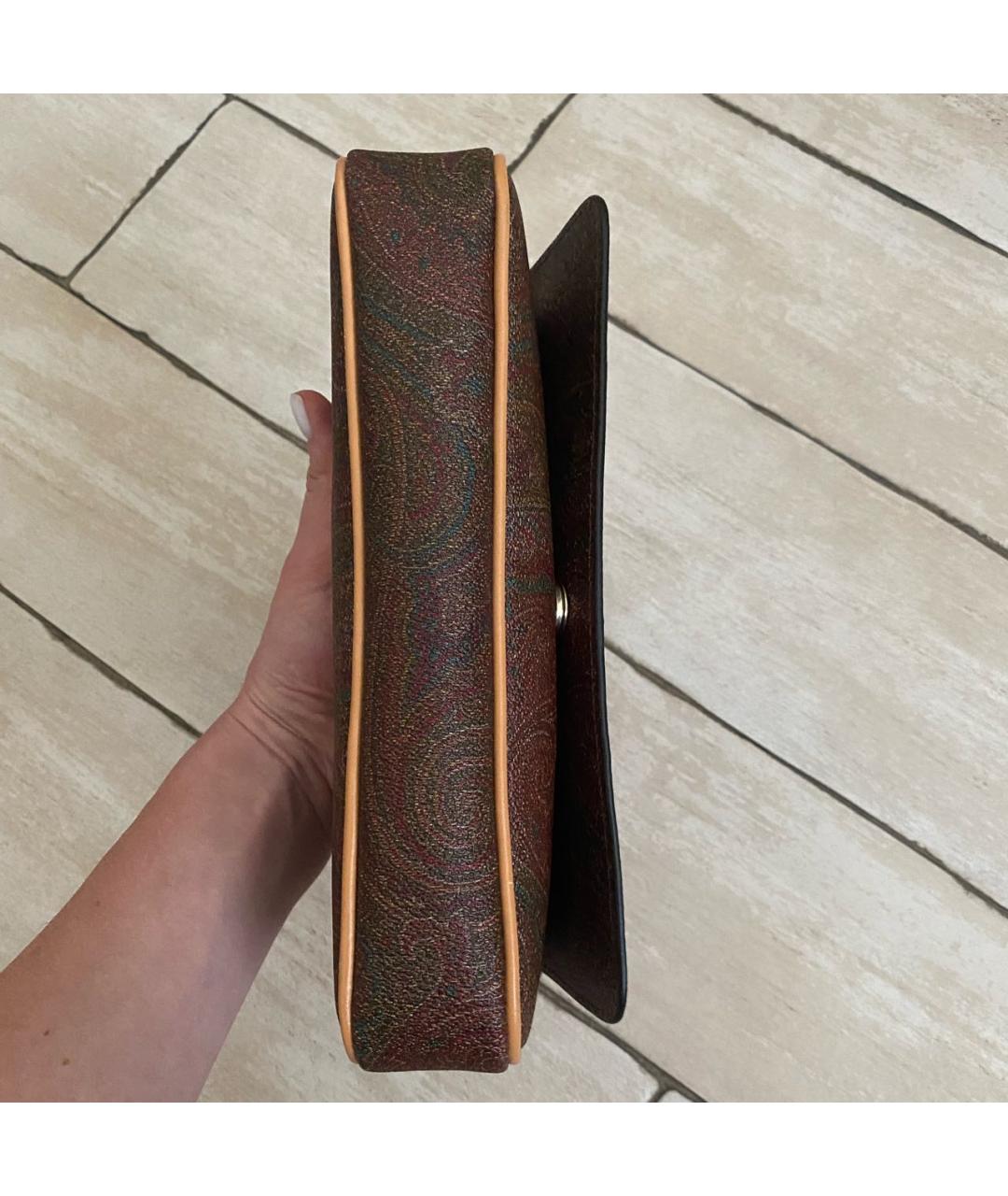 ETRO Коричневая кожаная сумка с короткими ручками, фото 8