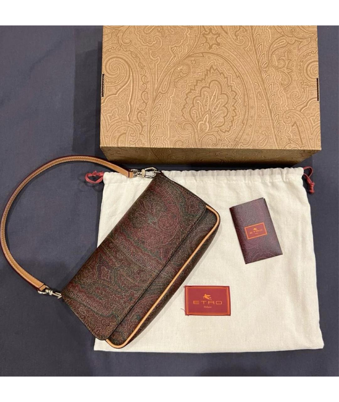 ETRO Коричневая кожаная сумка с короткими ручками, фото 5