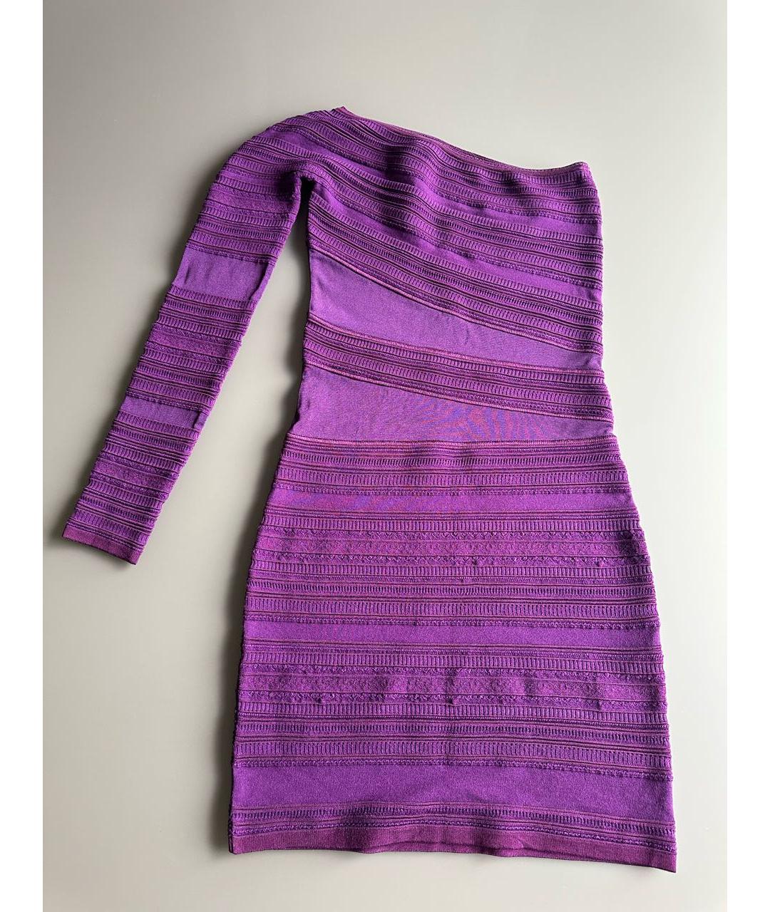 ROBERTO CAVALLI Фиолетовое шерстяное коктейльное платье, фото 9