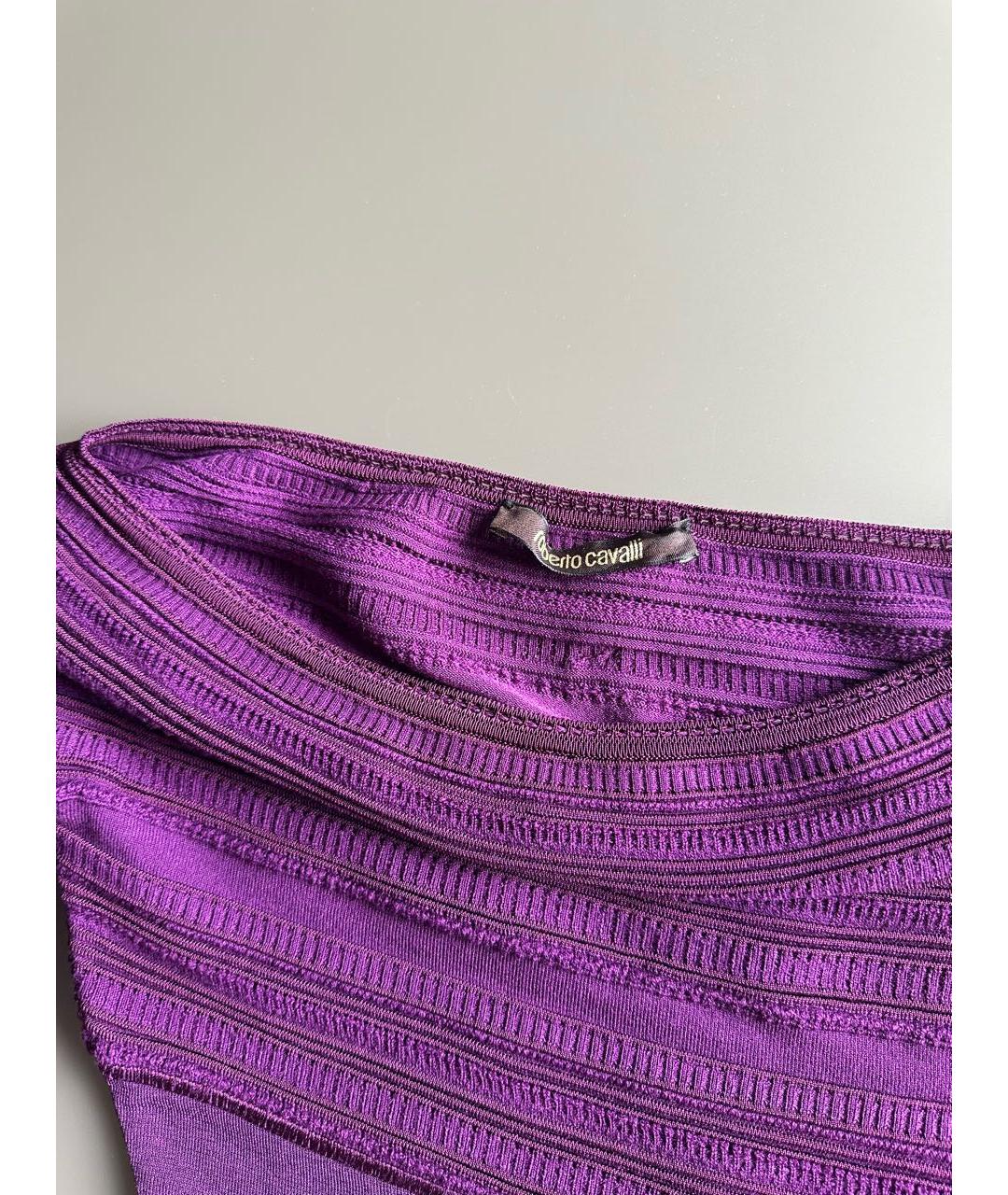 ROBERTO CAVALLI Фиолетовое шерстяное коктейльное платье, фото 4