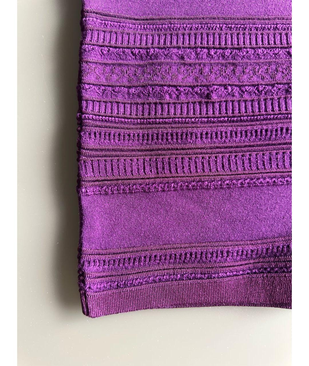 ROBERTO CAVALLI Фиолетовое шерстяное коктейльное платье, фото 6